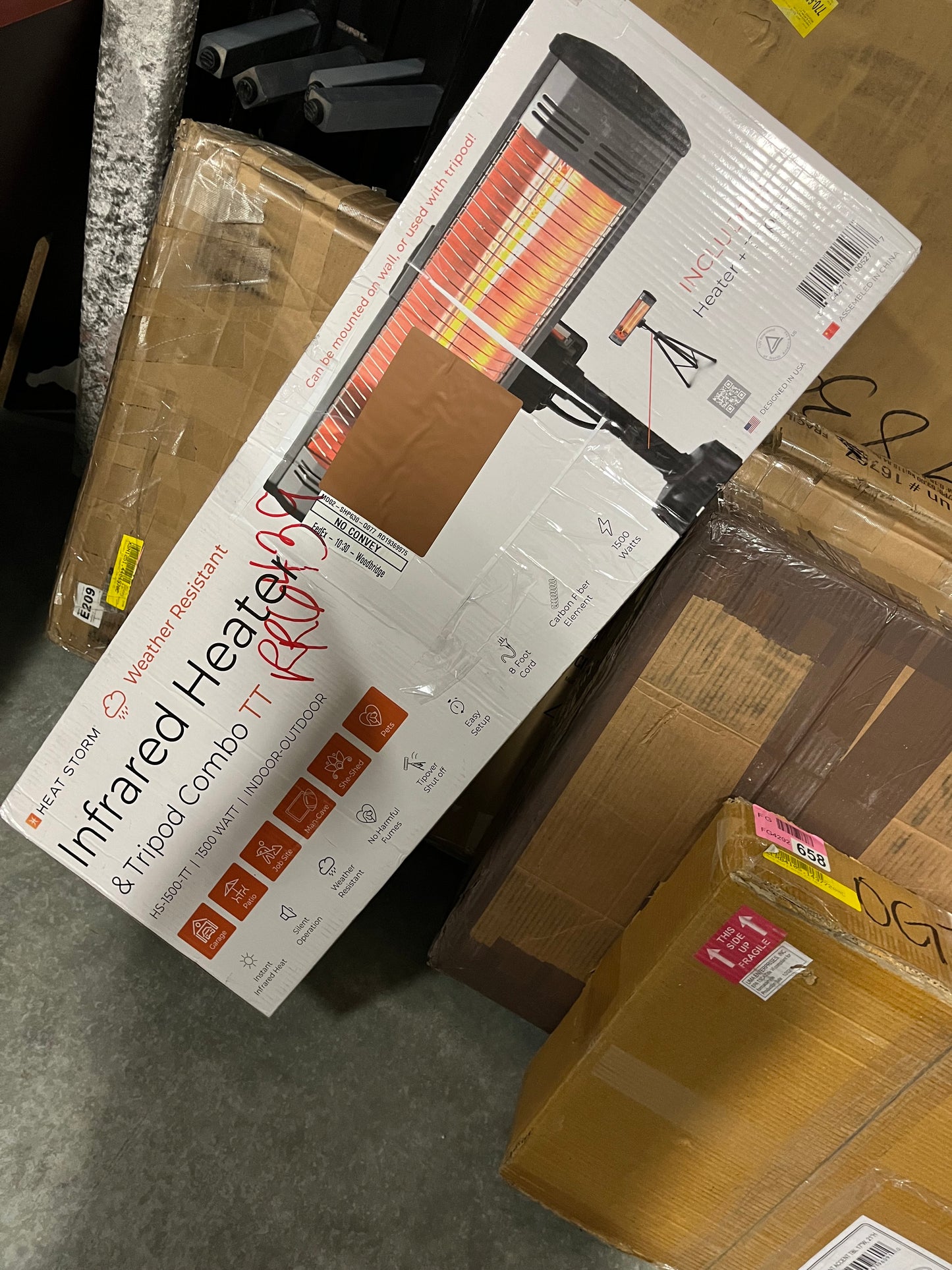 Heat Storm HS-1500-TT Infrared, 7 ft Cord, Tripod + Heater, Black