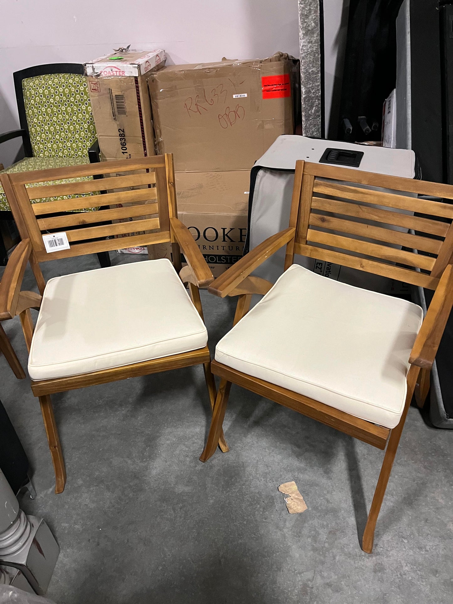 Set of 2 Noble House Hermosa Wooden Patio Dining Arm Chair in Teak