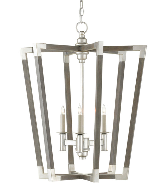 Bastian Three Light Chandelier in Chateau Gray/Contemporary Silver Leaf