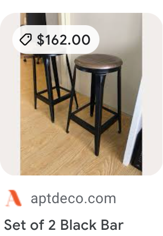 Set of 2 of Black Metal/Wood Bar Stools