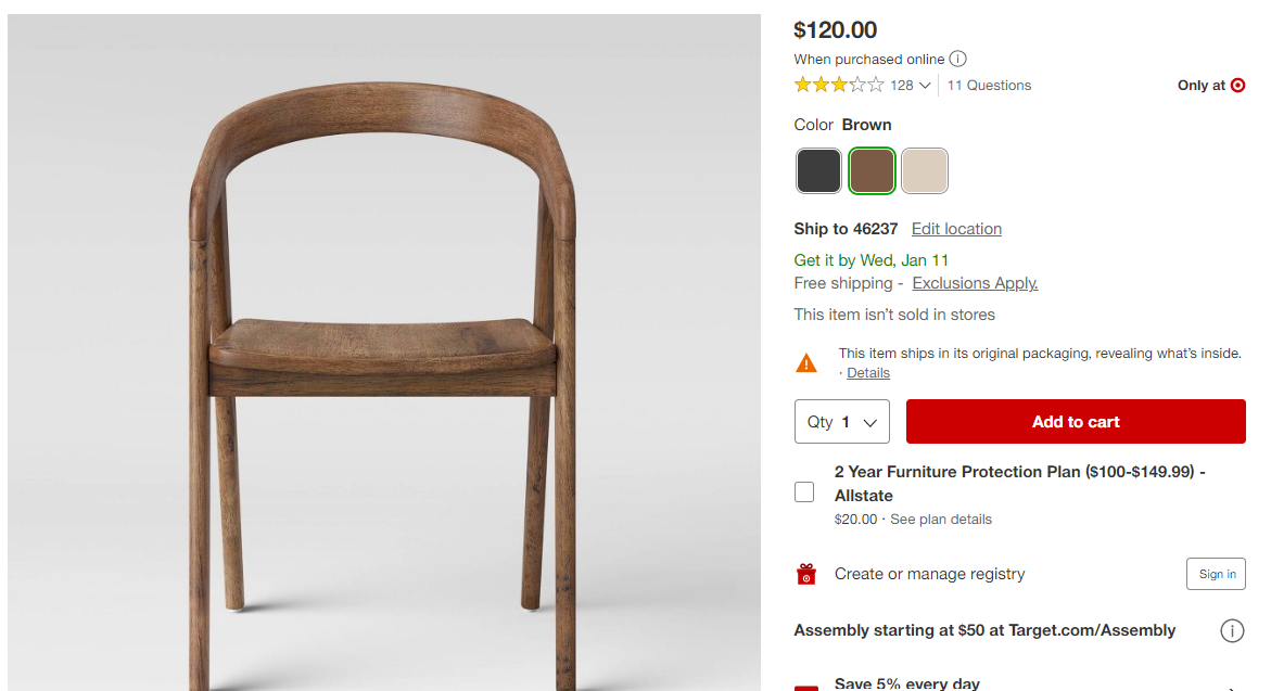 Project 62 dining discount chair