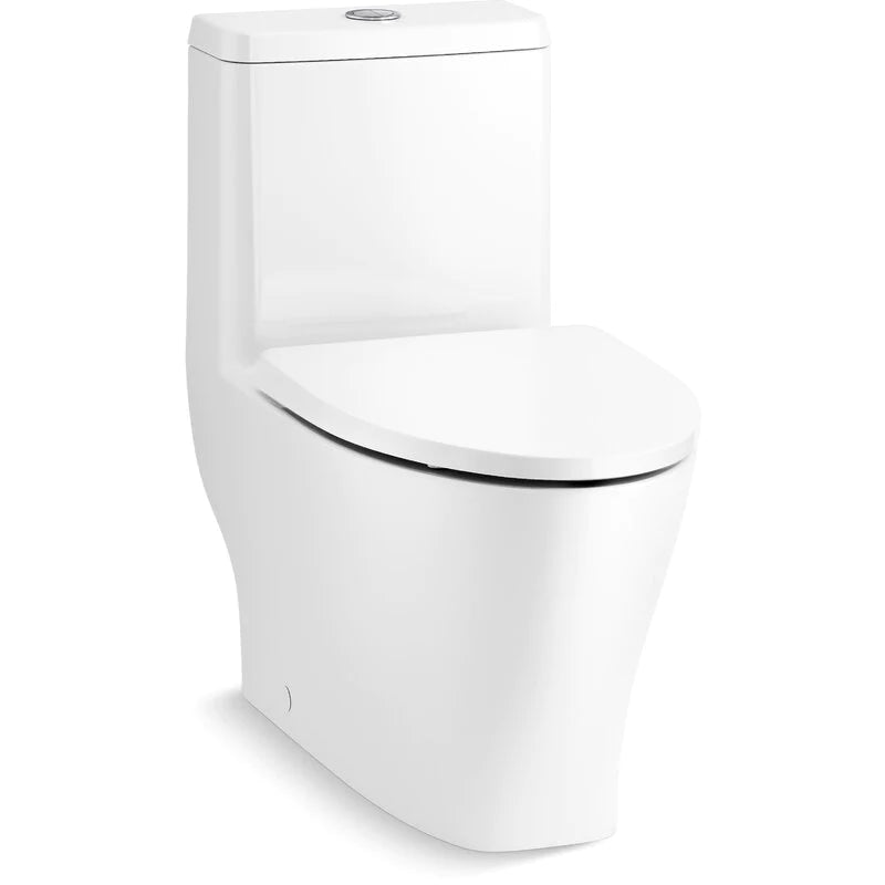 White Reach up One-Piece Elongated Dual-Flush Toilet with Skirted Trapway