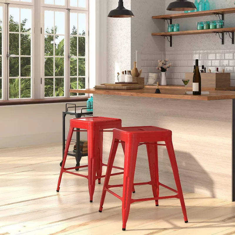 Target Backless Metal Counter Height Bar Stools in Red (3 in Stock)