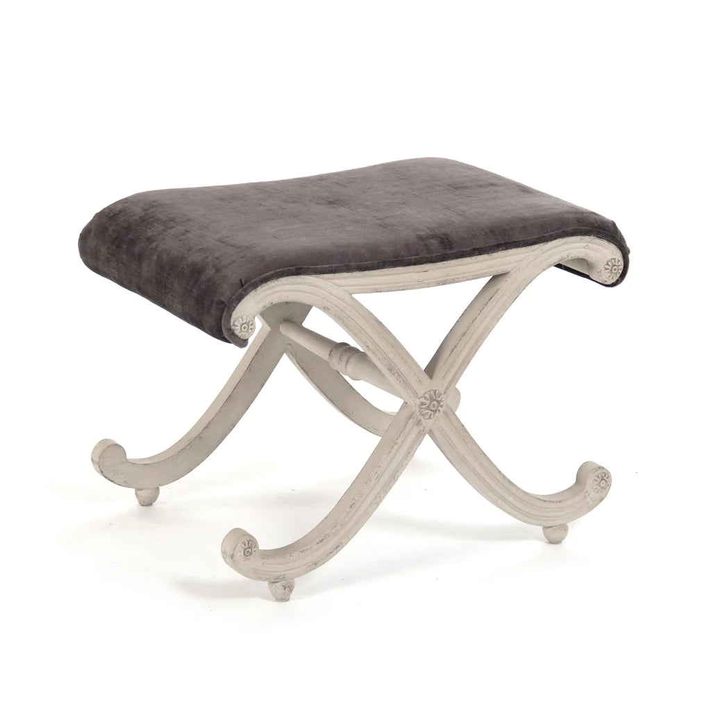 Zentique Coral Grey Velvet Accent Stool